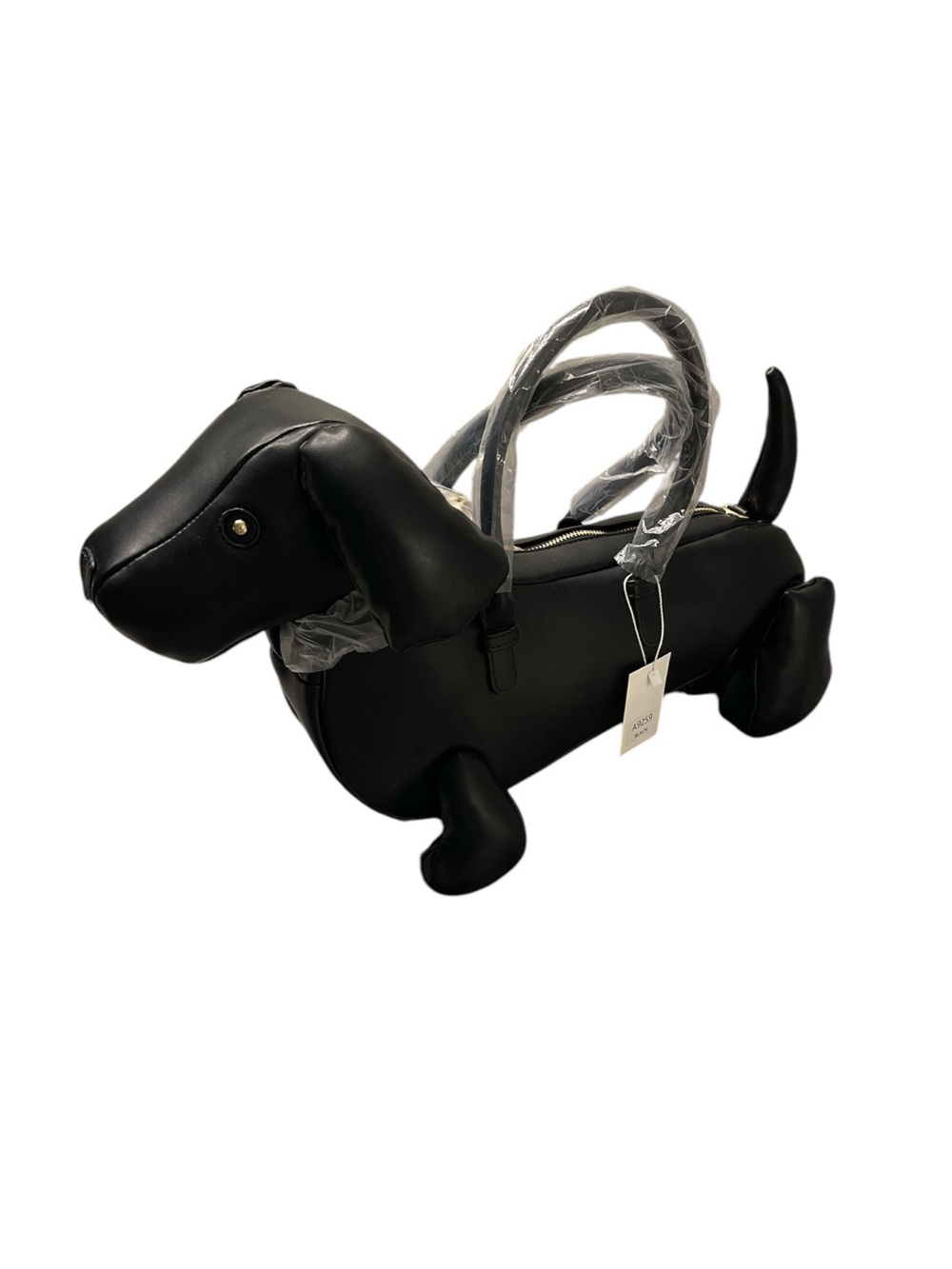 NOVELTY BLACK DACHSHUND SHAPED CROSSBODY HANDBAG